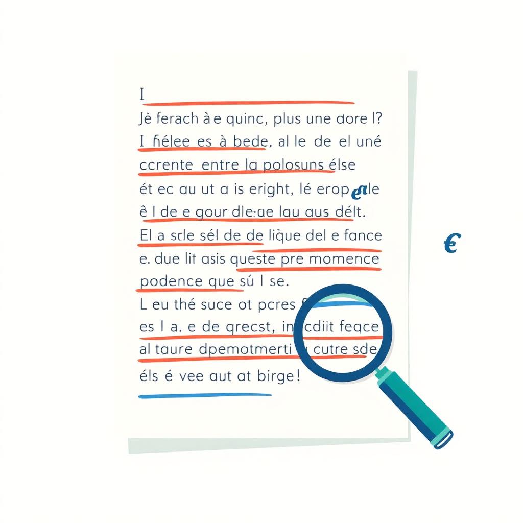 Illustration d'un texte français avec corrections surlignées